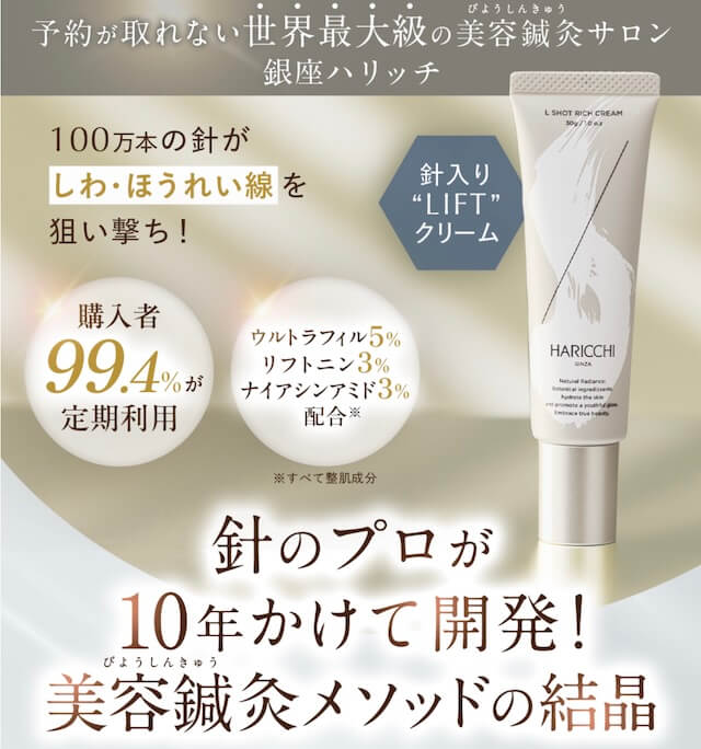 【口コミ検証】ハリッチ Lショットリッチクリームでほうれい線は本当に薄く？話題の針入りクリーム